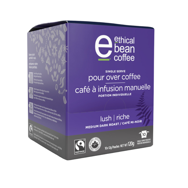 ethical bean single serve pour over box lush medium dark coffee