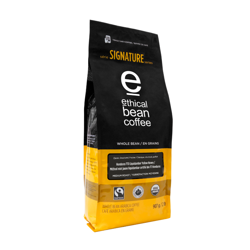 honduras fairtrade organic liquidambar yellow honey medium roast coffee ethical bean signature series