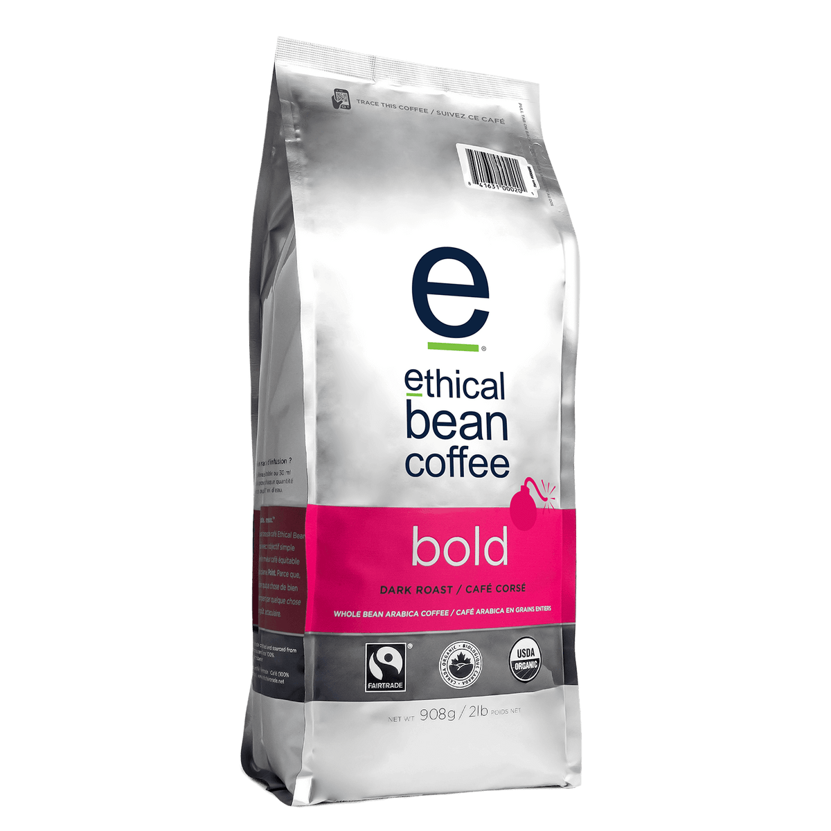 bold dark whole bean coffee 2lbs bag Ethical Bean Coffee