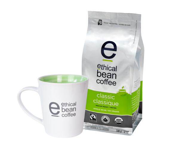 coffee mug + whole bean bag
