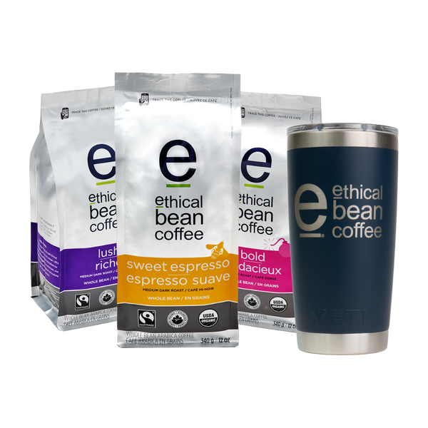 travel mug + whole bean 3 pack