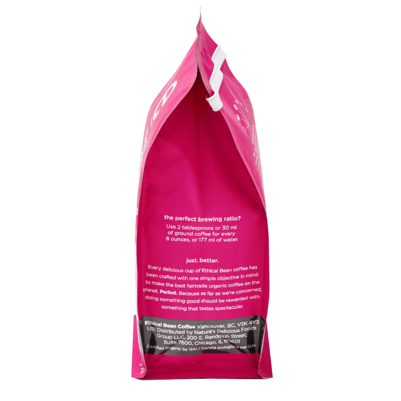 ethical bean bold dark ground coffee side